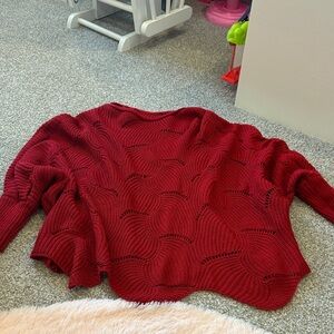 Elegant Red Batwing Sweater for Women